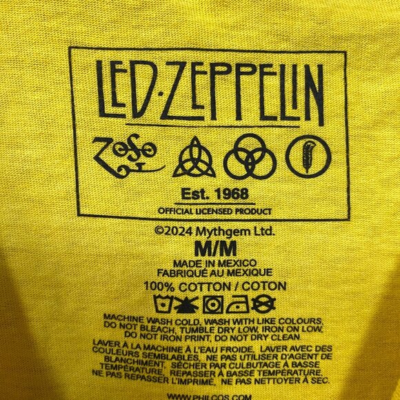 Led Zeppelin US Tour 1973 Rock Band Yellow T-Shirt Medium - Picture 4 of 4
